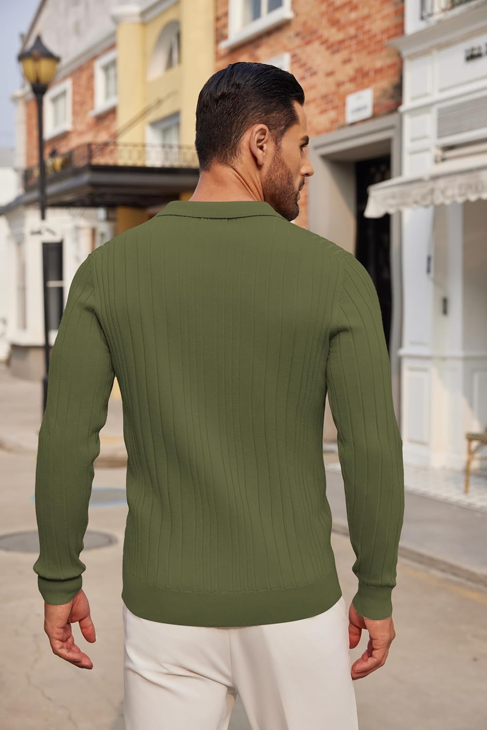 Polo de Punto Manga Larga Hombre | Colores Sólidos