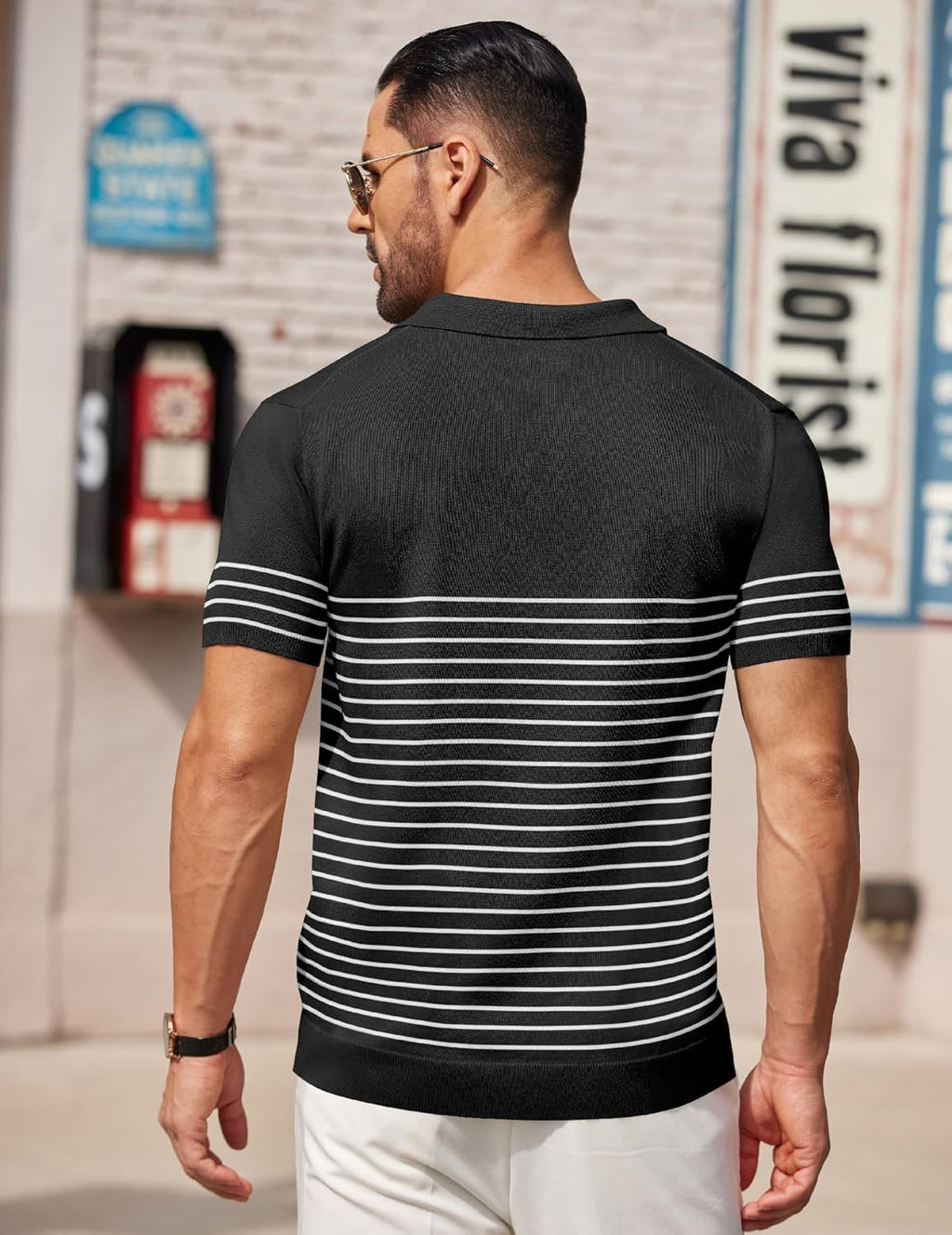 Polo de Punto Manga Corta a Rayas Hombre | Botón y Estilo Golf