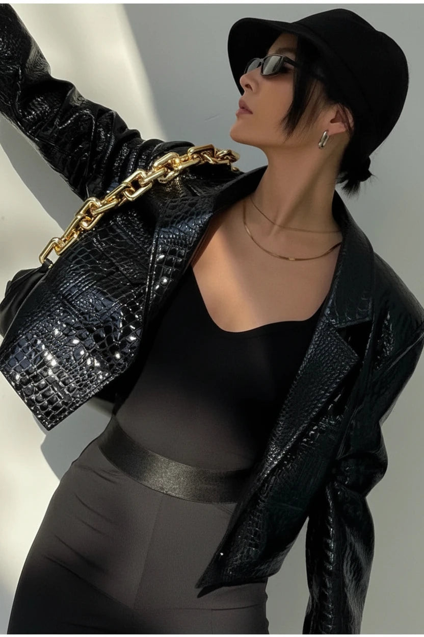 Chaqueta corta de cocodrilo Leire