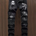 Vaqueros de patchwork con calaveras para hombreVaqueros de patchwork con calaveras para hombre
