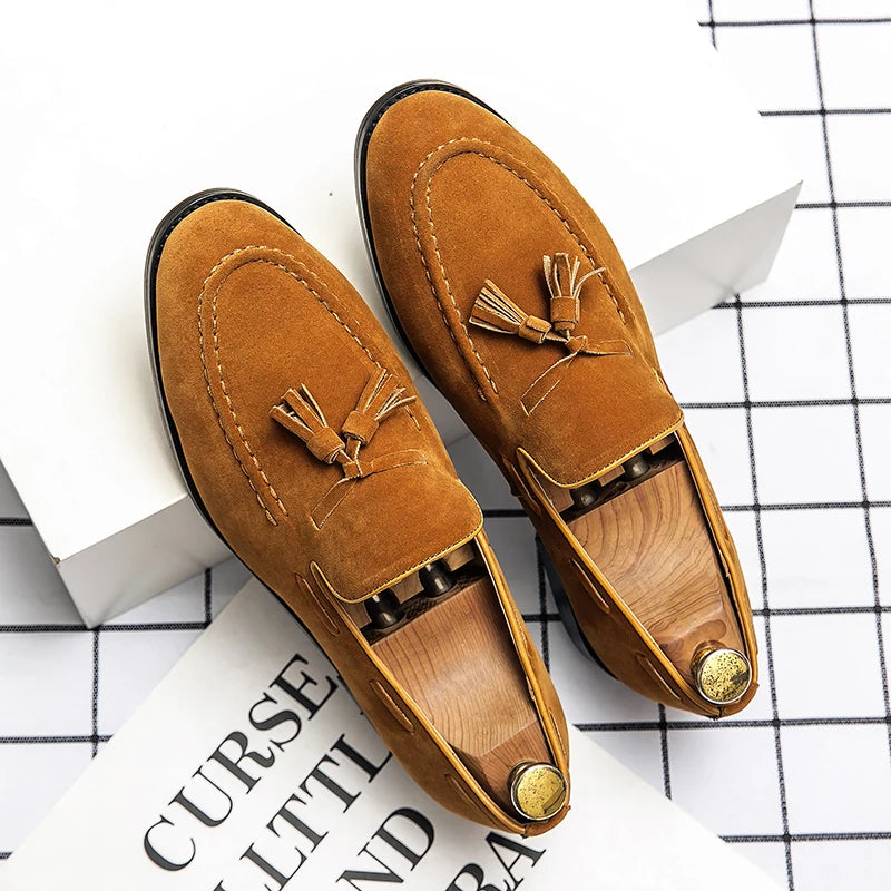 Mocasines Artesanales de Hombre - Cuero Ante, Suela Suave, Ultraligeros