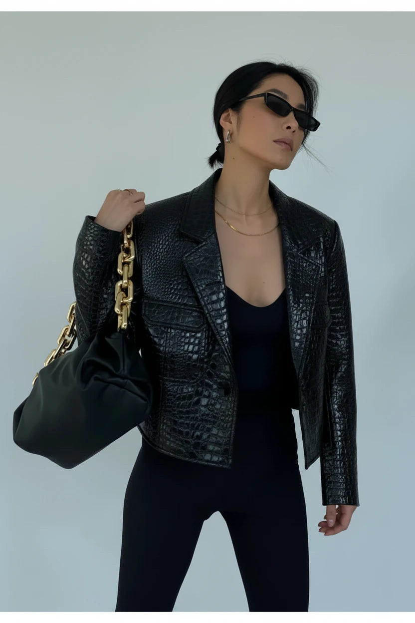 Chaqueta corta de cocodrilo Leire