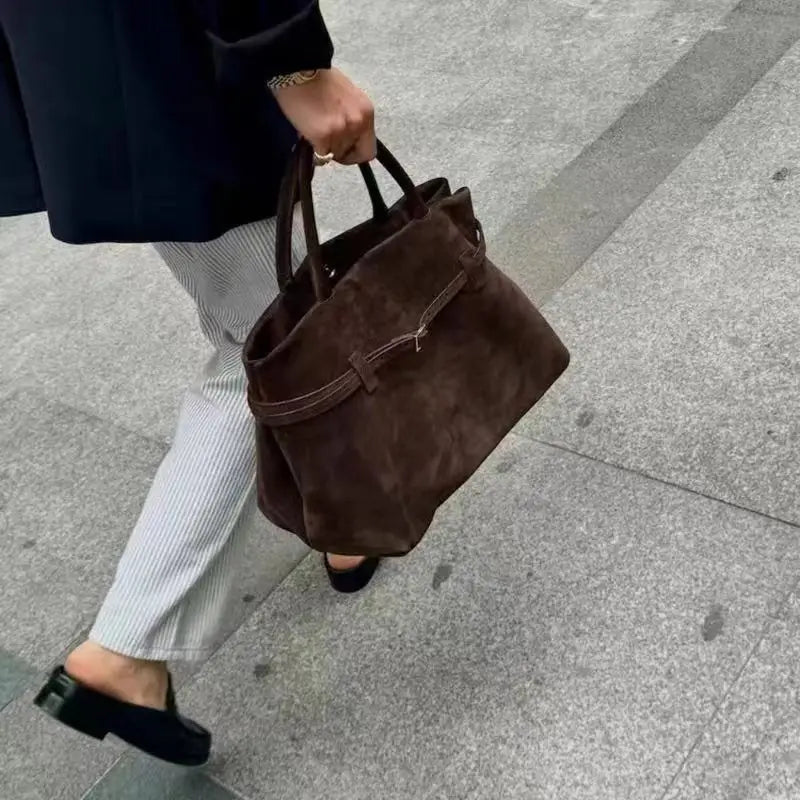 Bolso tote vintage marrón para mujer