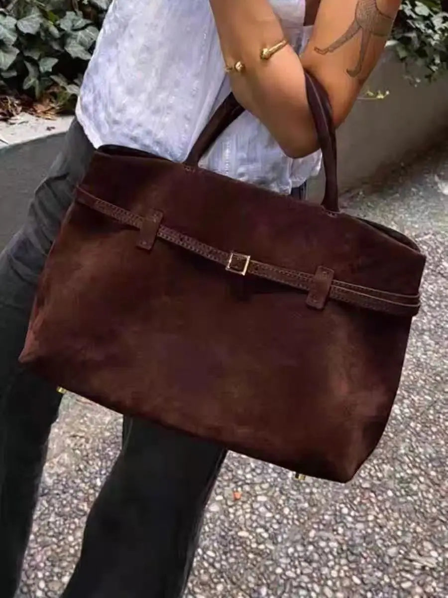 Bolso tote vintage marrón para mujer
