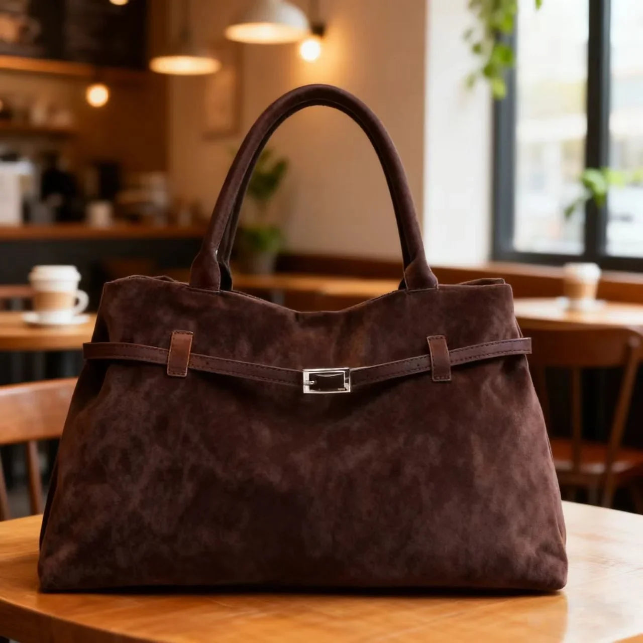 Bolso tote vintage marrón para mujer