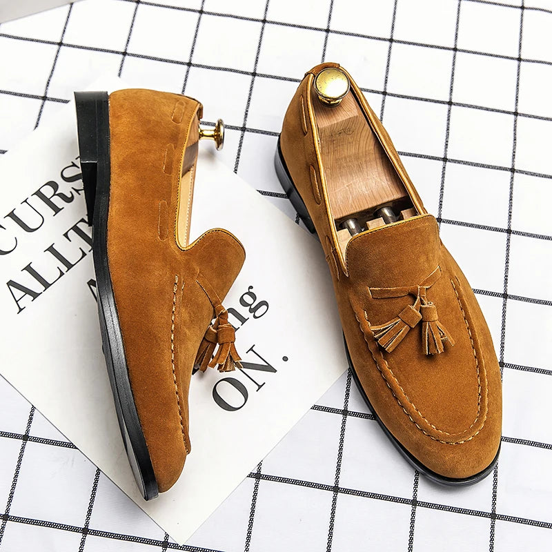 Mocasines Artesanales de Hombre - Cuero Ante, Suela Suave, Ultraligeros