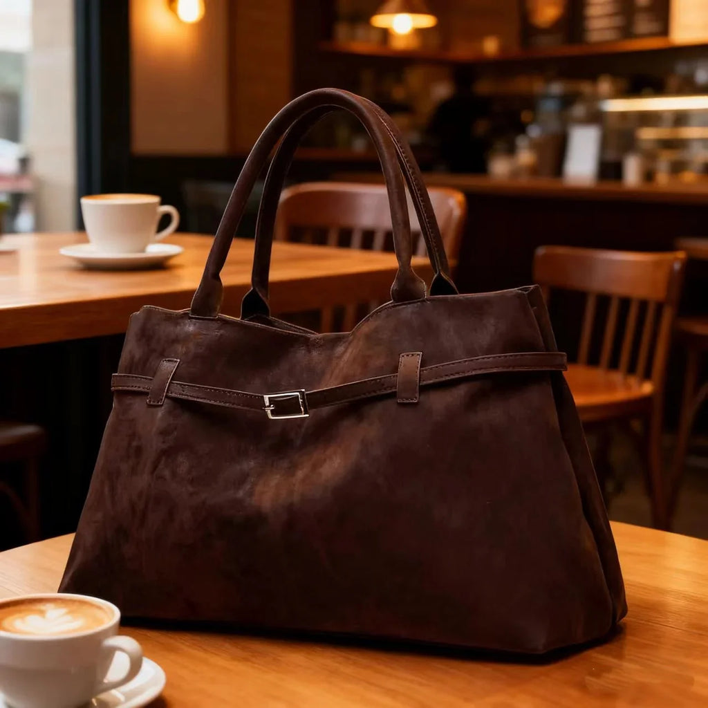 Bolso tote vintage marrón para mujer