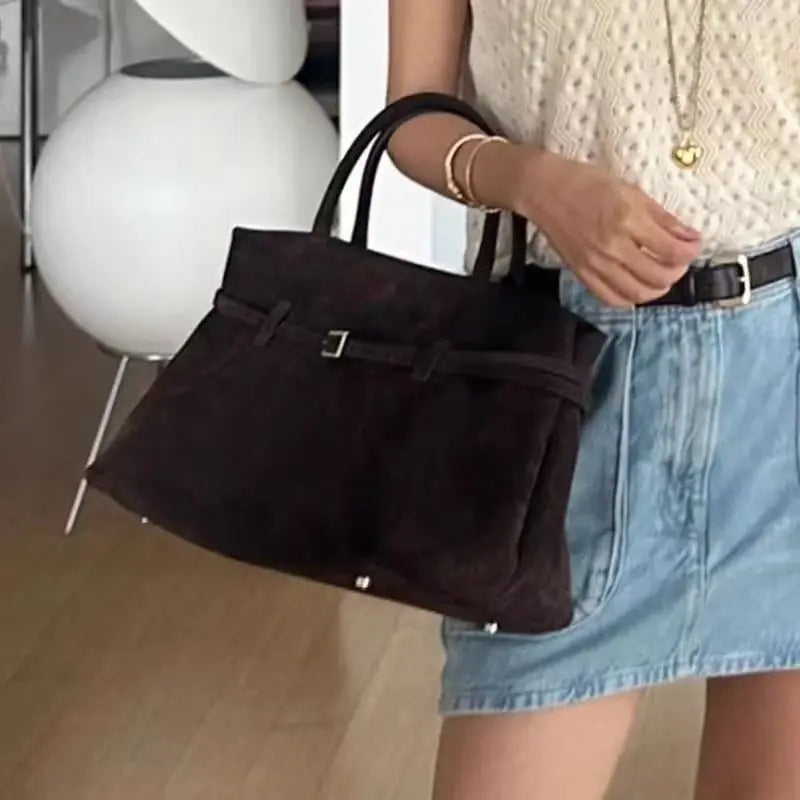 Bolso tote vintage marrón para mujer