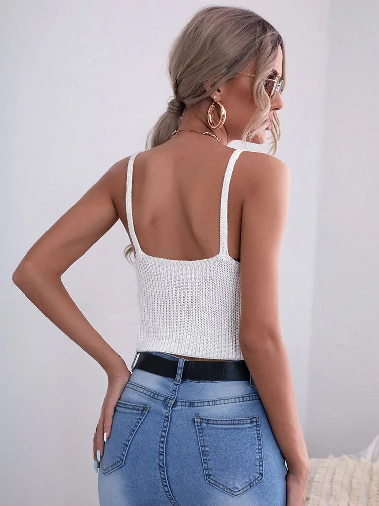 Camiseta sin mangas de punto irregular para mujer