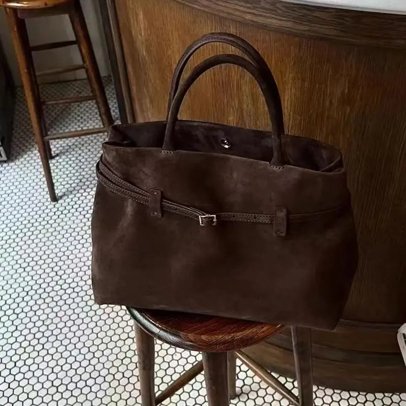 Bolso tote vintage marrón para mujer