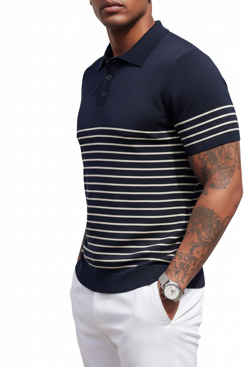 Vista lateral - Navy Blue Grey Stripes
