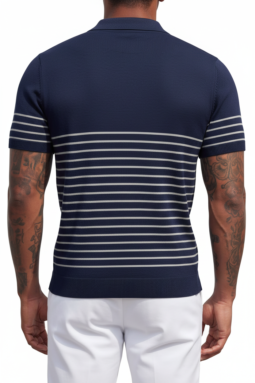 Vista espalda - Navy Blue Grey Stripes