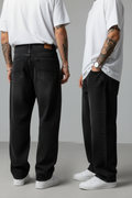 Vaqueros baggy hip hop pierna ancha hombre black vista lateral - Zewool