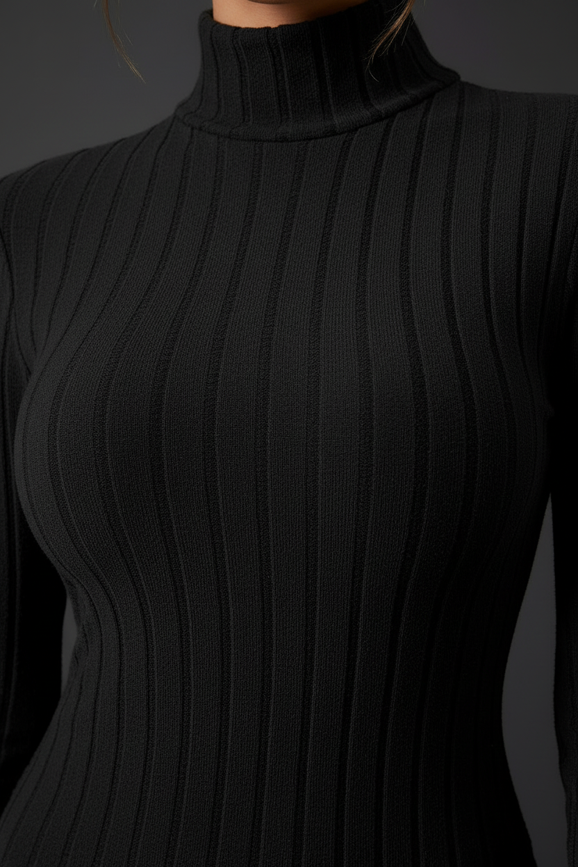Minivestido cuello alto - detalle tejido